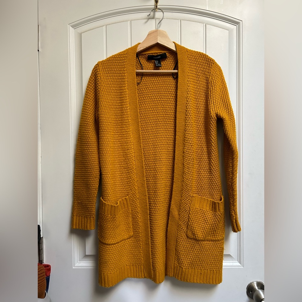 Forever 21 Crochet Cardigan in Mustard Yellow - Picture 2 of 5